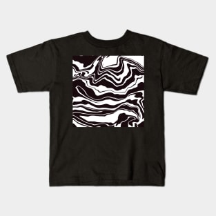 Black and White Marble Swirls Abstract Art Design Kids T-Shirt